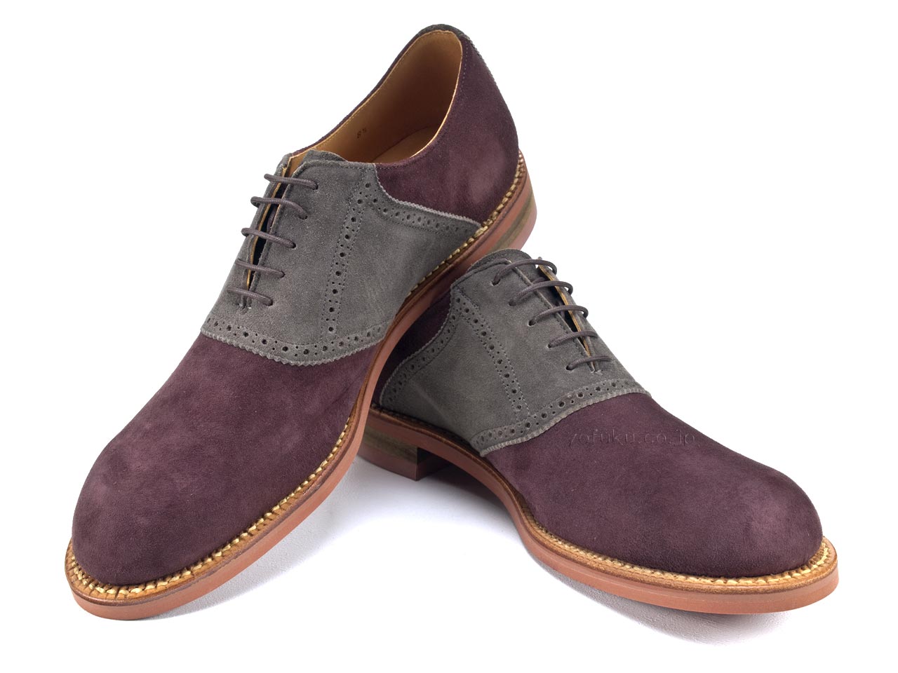 エトスクラブ スズキ エゾ鹿スエード サドルシューズ Ethos Club SUZUKI 9455 WINE GREY