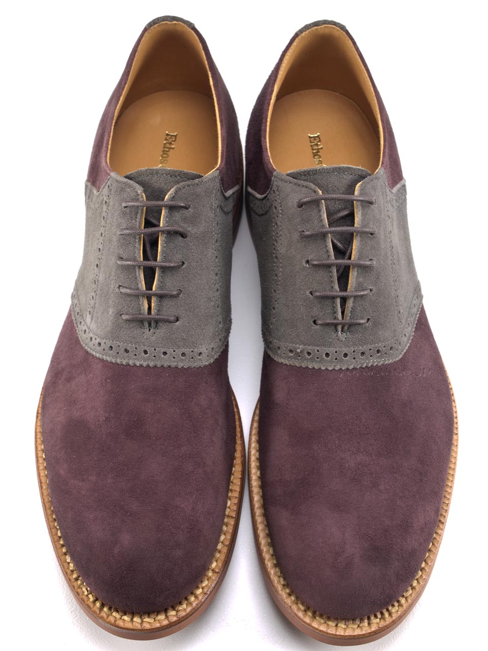 エトスクラブ スズキ エゾ鹿スエード サドルシューズ Ethos Club SUZUKI 9455 WINE GREY