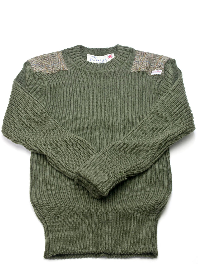Niffi ECOSSE 14135 エコッセ ハリスツイード クルーセーター オリーブ