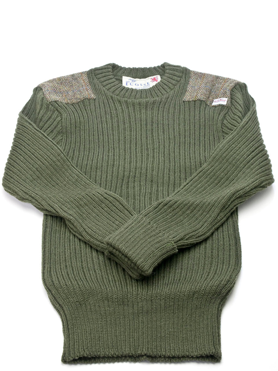 Niffi ECOSSE 14135 エコッセ ハリスツイード クルーセーター オリーブ