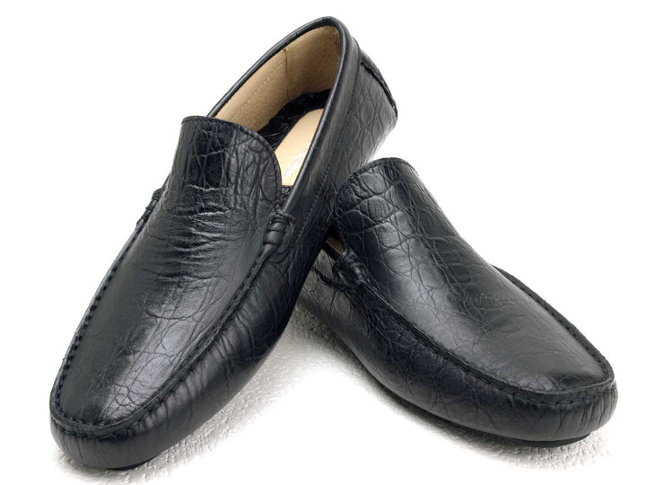 Stefano Gamba 鱷魚皮莫卡辛鞋 黑色 STEFANO GAMBA 7400 COCCODRILLO 黑色