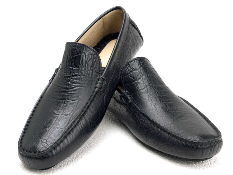ステファノガンバ モカシン クロコ ブラック  STEFANO GAMBA 7400 COCCODRILLO NERO