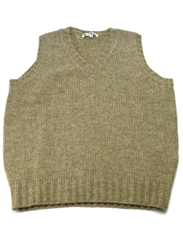 SUZUKIオリジナル SZ02 シェットランド Vネックベスト パーチメント
