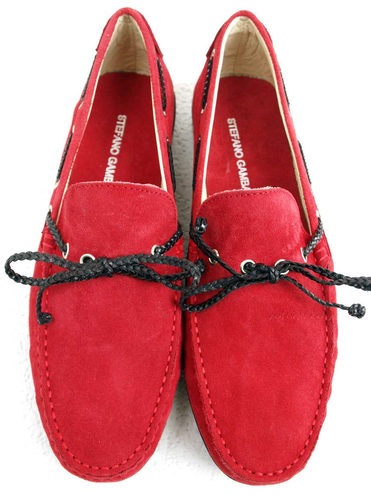 ステファノガンバ モカシン ロッソ（レッド） STEFANO GAMBA 6613 VELOUR ROSSO